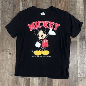 Disney Black Tee with Red Mickey Block Graphic